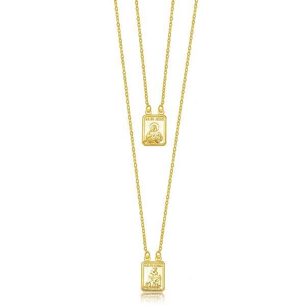 COLAR ESCAPULARIO SAGRADO CORAÇÃO DE JESUS - OURO