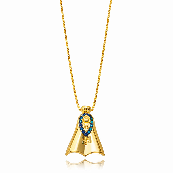 Colar Semijoia Religioso Nossa Senhora Micro Zircônia - Ouro