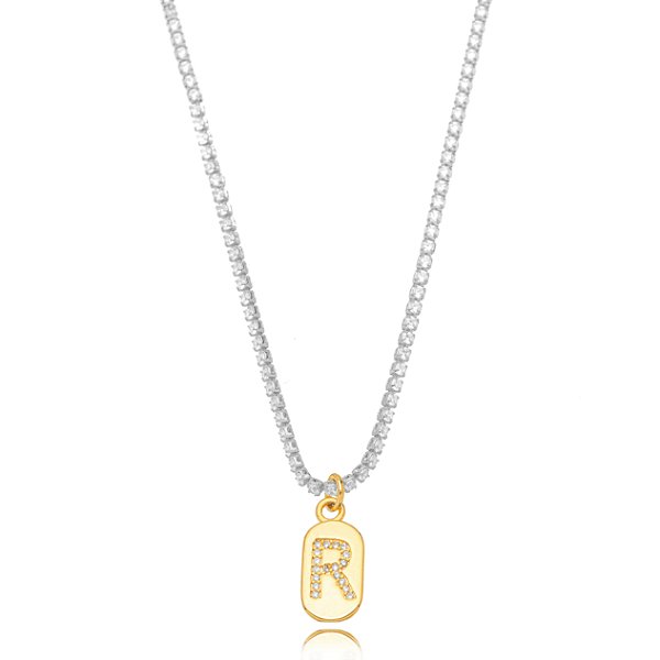 Choker Riviera Letra R - Bicolor