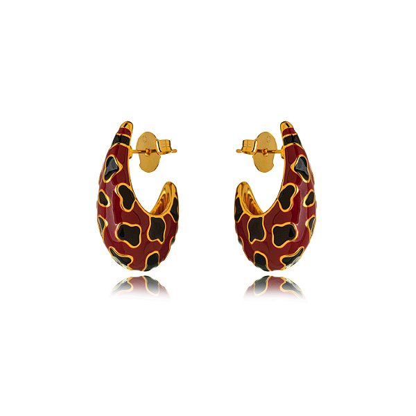 Brinco Semijoia Esmaltado - Ouro Vermelho