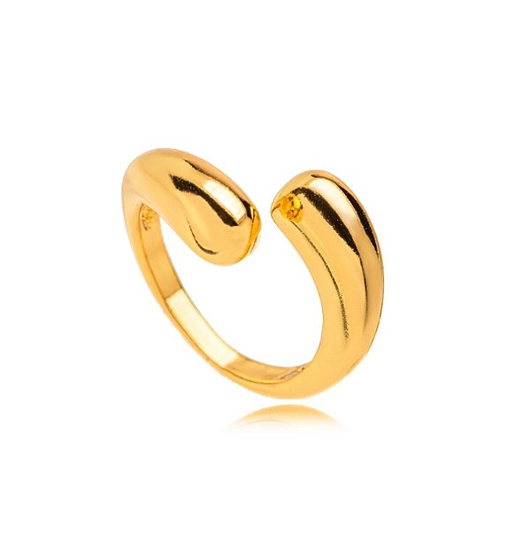 Anel Semijoia Liso Regulável - Ouro