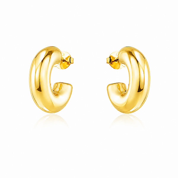 Brinco Argola Tubo Lisa - Banho em Ouro