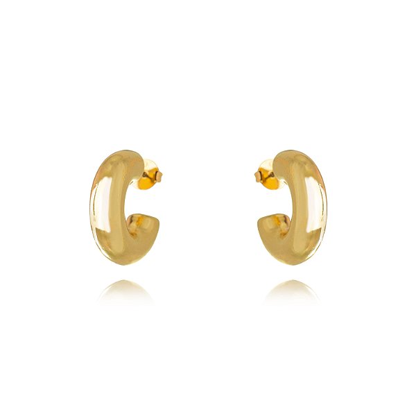 Brinco Argola Tubo Lisa - Banho em Ouro