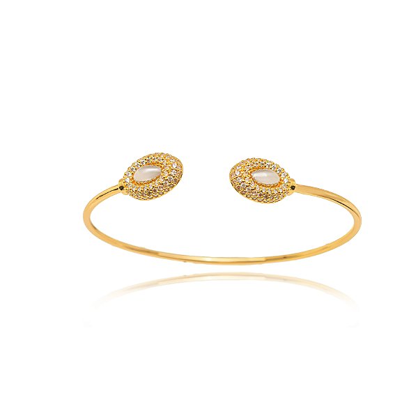 Bracelete Oval Micro Zircônia - Bicolor