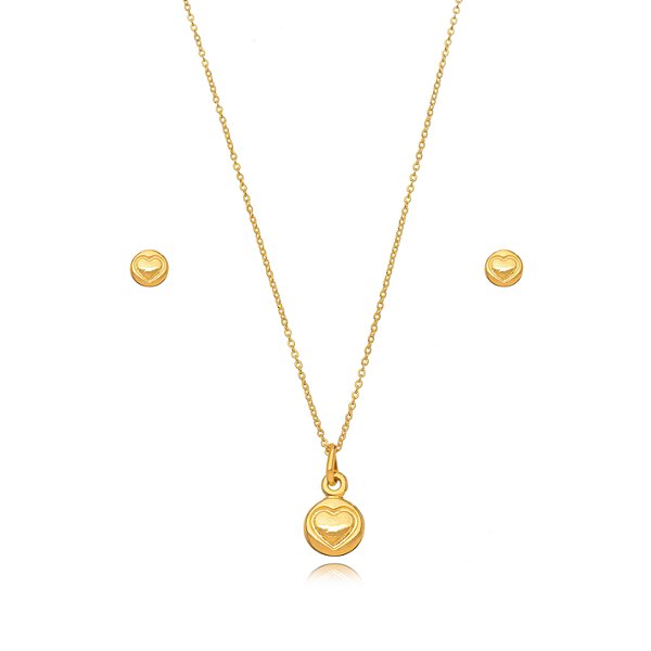 Conjunto Infantil Coração - Banho em Ouro