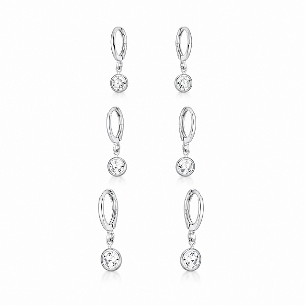 Brinco Trio Argola - Ródio Branco