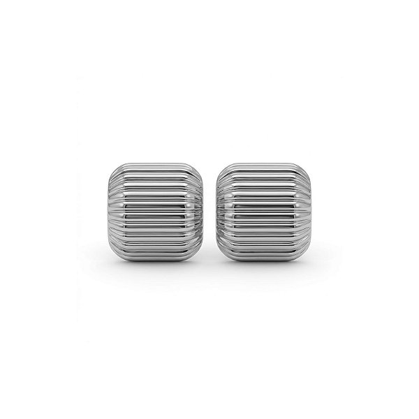 Brinco Quadrado Texturizado – Banho de Ródio Branco