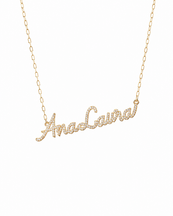 Colar Personalizado Nome Cravejado – Banho em Ouro