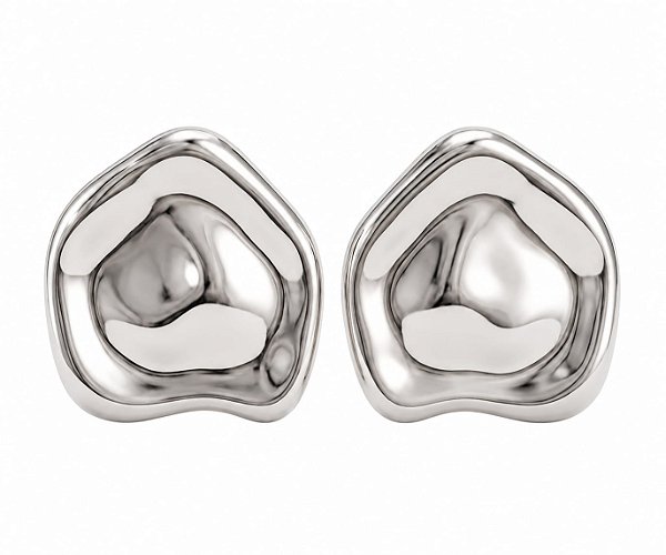 Brinco Maxi Orgânico – Banho em Ródio Branco
