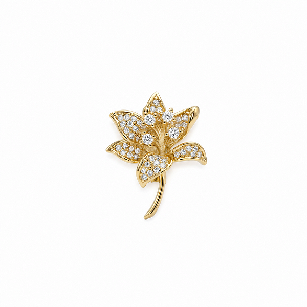 Broche Flor Cravejado - Banho Ouro