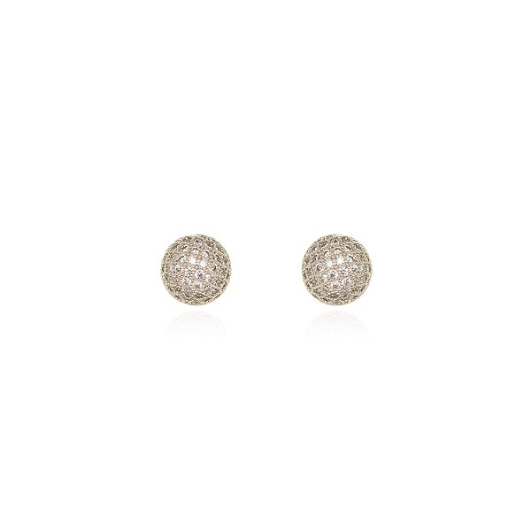 Brinco Bola Micro Zircônia - Ródio Branco
