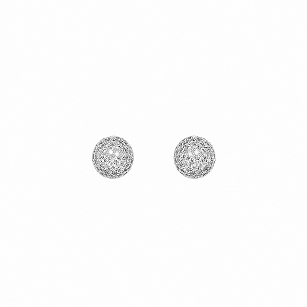 Brinco Esfera Cravejada Micro Zircônia – Ródio Branco
