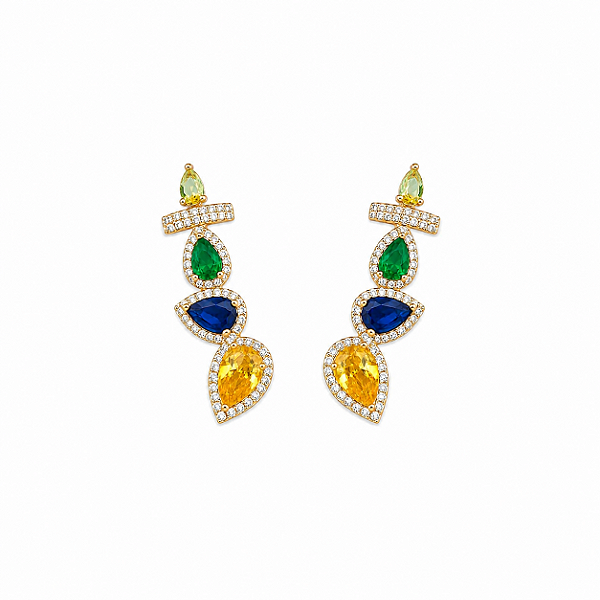 Brinco Ear Cuff Gota Cravejado Color – Banho em Ouro
