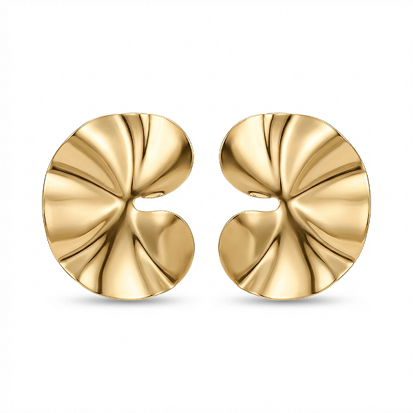 Brinco Orgânico Escultural – Banho em Ouro