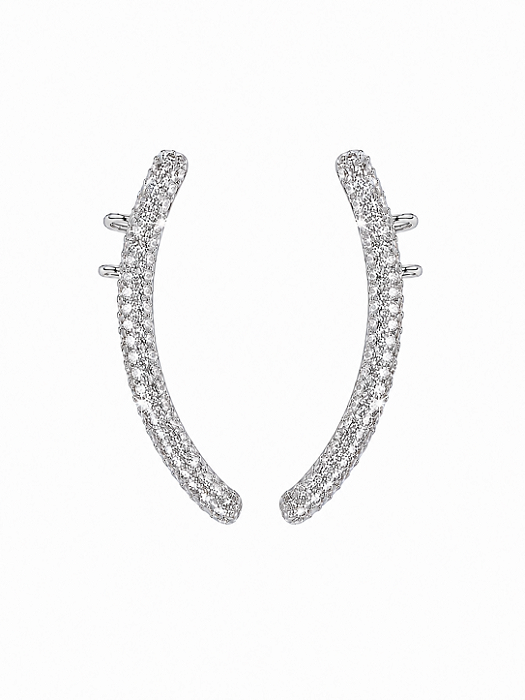 Brinco Ear Cuff Micro Zircônia – Banho em Ródio Branco