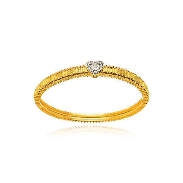 Bracelete Coração Cravejado - Banho Ouro
