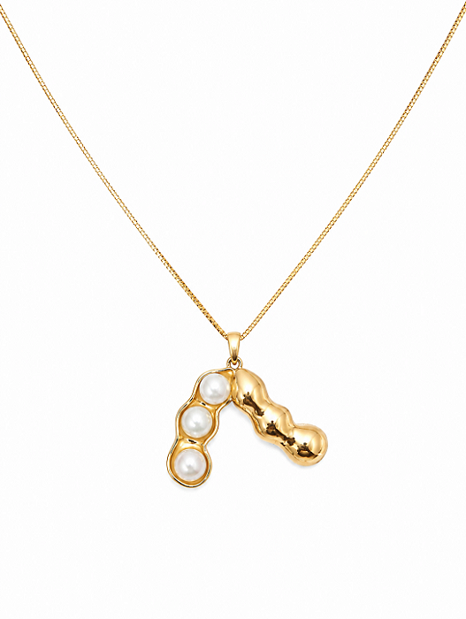 Colar Pingente Soja com Pérolas – Banho Ouro