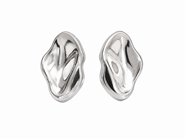 Brinco Orgânico Liso – Ródio Branco