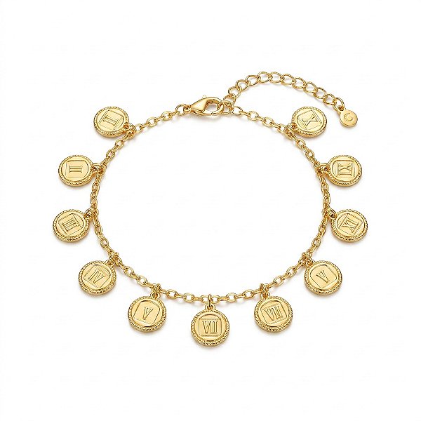 Pulseira Religiosa Medalhas Dez Mandamentos – Banho em Ouro