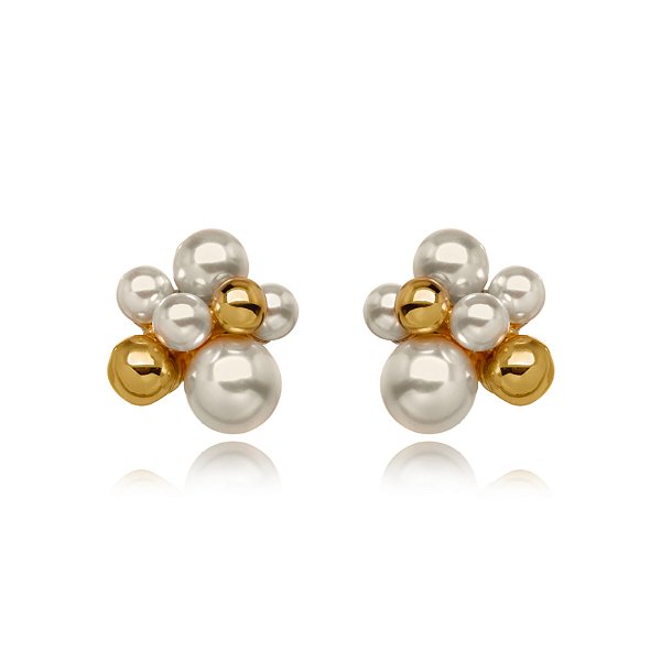 Brinco Flor de Pérolas – Banho em Ouro