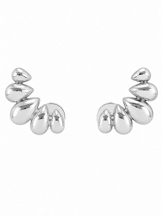 Brinco Ear Cuff Gotas – Banho em Ródio Branco
