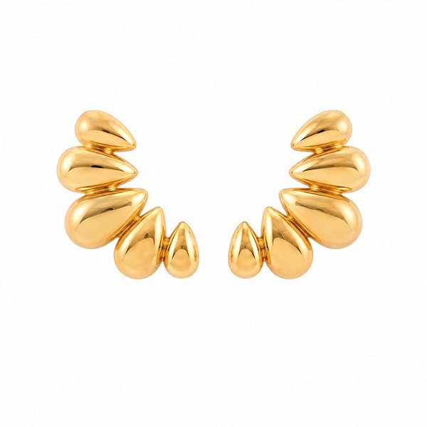 Brinco Ear Cuff Gotas – Banho em Ouro Amarelo 18K