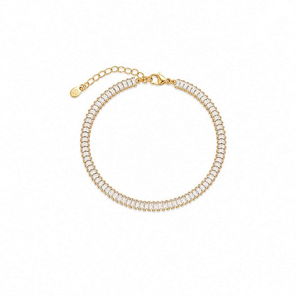 Pulseira Riviera Zircônias Baguete – Banho em Ouro Amarelo 18K