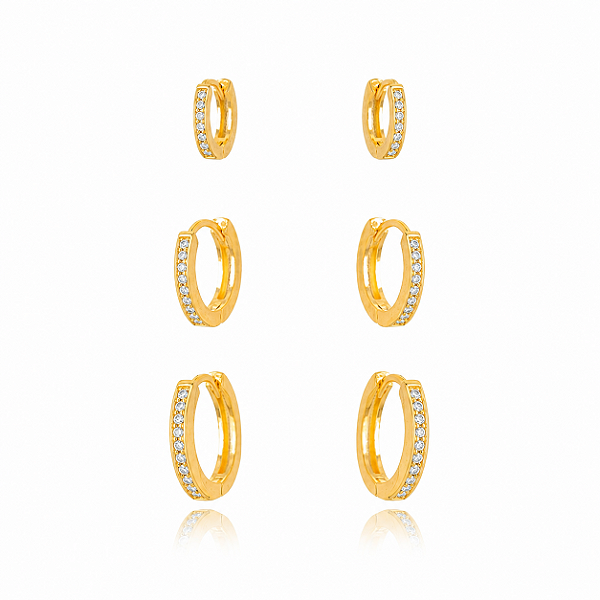 Brinco Trio de Argolas – Banho em Ouro Amarelo 18K