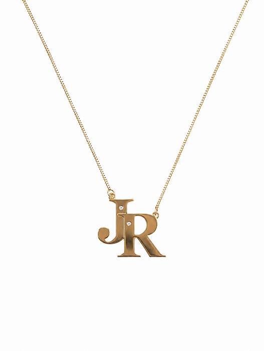 Colar Monograma Personalizado "JR"– Banho em Ouro Amarelo 18K