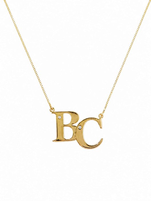 Colar Monograma Personalizado "BC"– Banho em Ouro Amarelo 18K