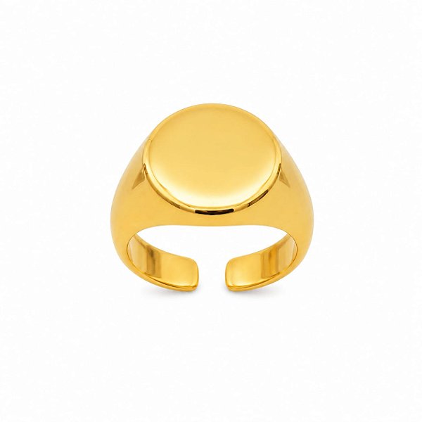 Anel Mindinho Redondo Achatado – Banho em Ouro