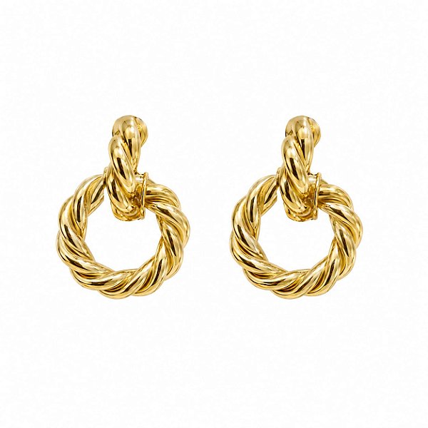 Brinco Argola Torcida – Banho em Ouro