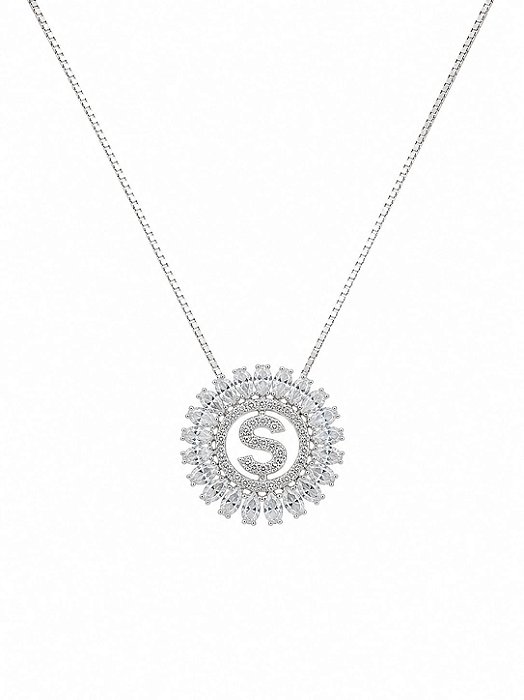 Colar Mandala Letra S Cravejada – Ródio Branco