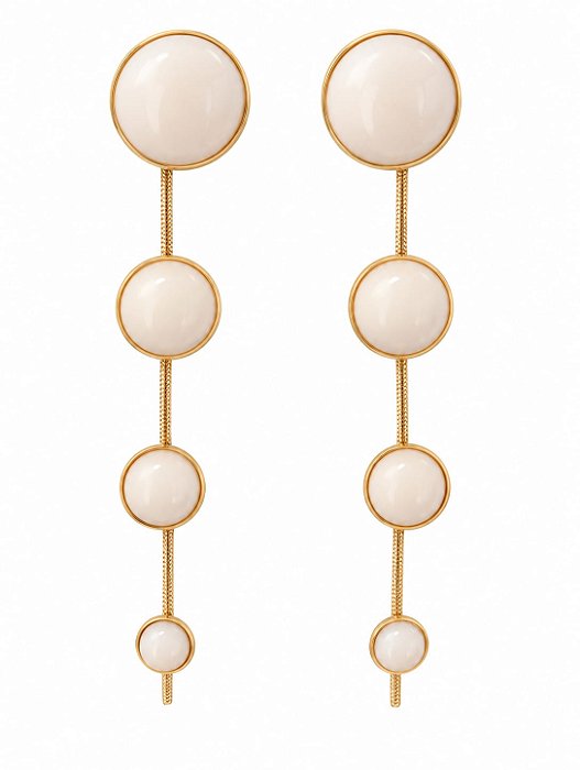 Brinco Esferas Esmaltadas Branco – Banho em Ouro Amarelo 18K