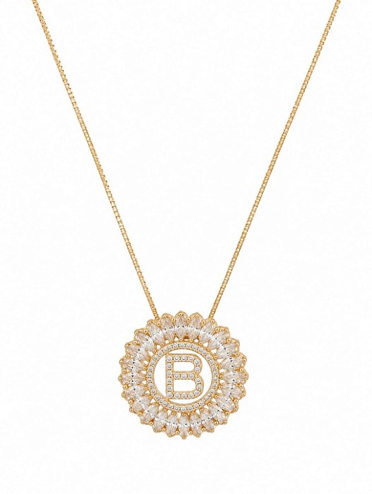 Colar Mandala Navete Letra B – Banho em Ouro Amarelo 18K