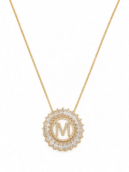 Colar Mandala Navete Letra M– Banho em Ouro Amarelo 18K