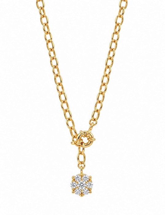 Colar Elo com Pingente Ponto de Luz – Banho em Ouro Amarelo 18k