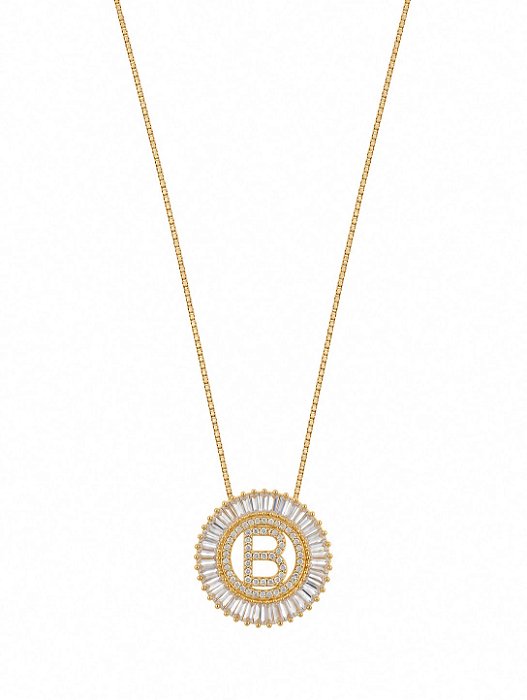 Colar Mandala Navete Letra B – Banho em Ouro Amarelo 18k