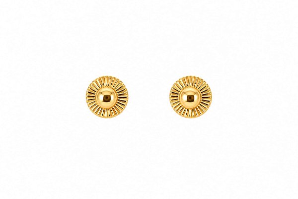 Brinco Solar Texturizado Banho em Ouro 18K