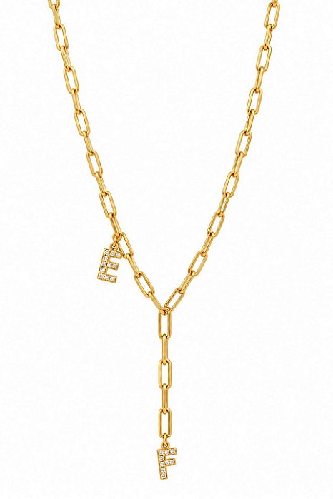Colar Gravata Personalizado com 2 Letras – Banho em Ouro