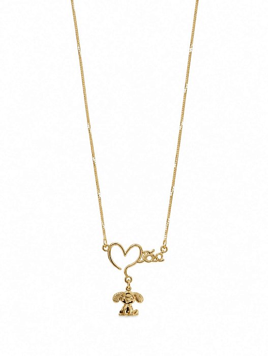 Colar Mãe Pingente Cão Liso – Banho em Ouro Amarelo 18K