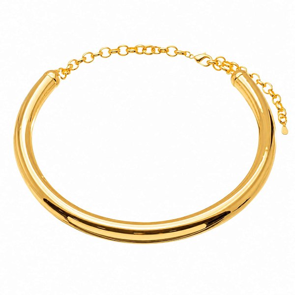 Choker Tubo Liso com Banho em Ouro 18K