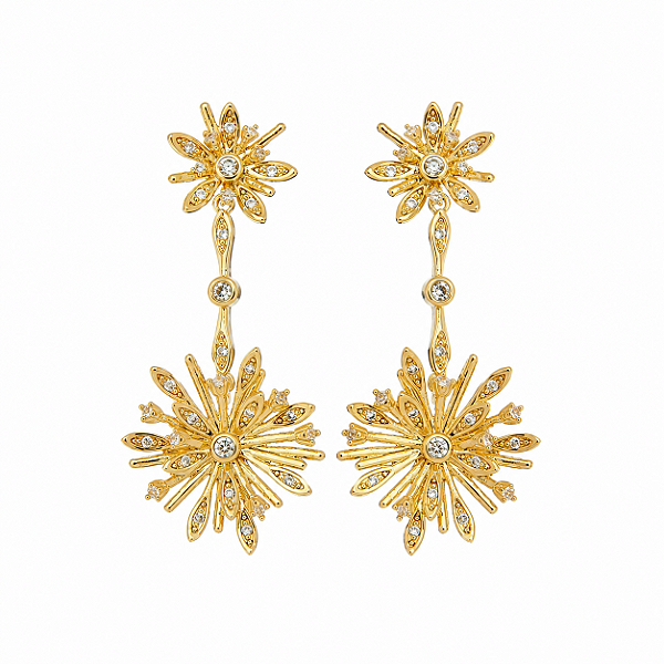 Brinco Flor Micro Zircônias – Banho em Ouro Amarelo 18K