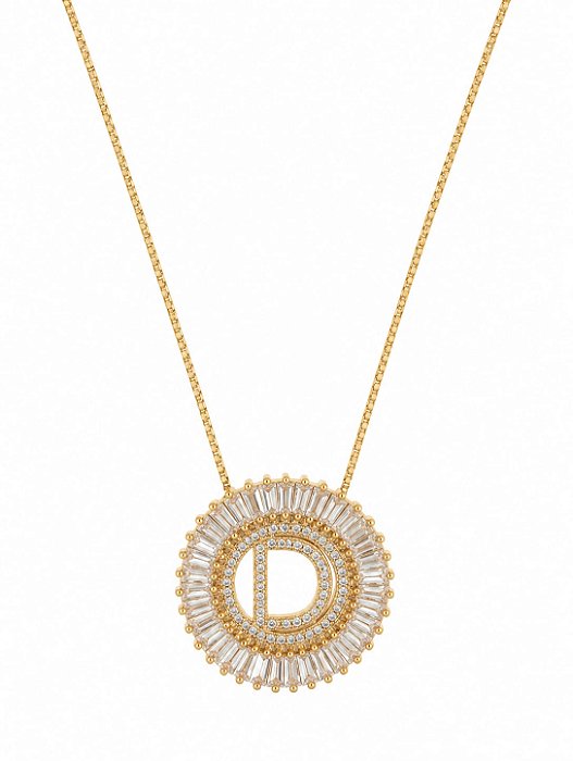 Colar Mandala Navete Letra D – Banho em Ouro Amarelo 18k