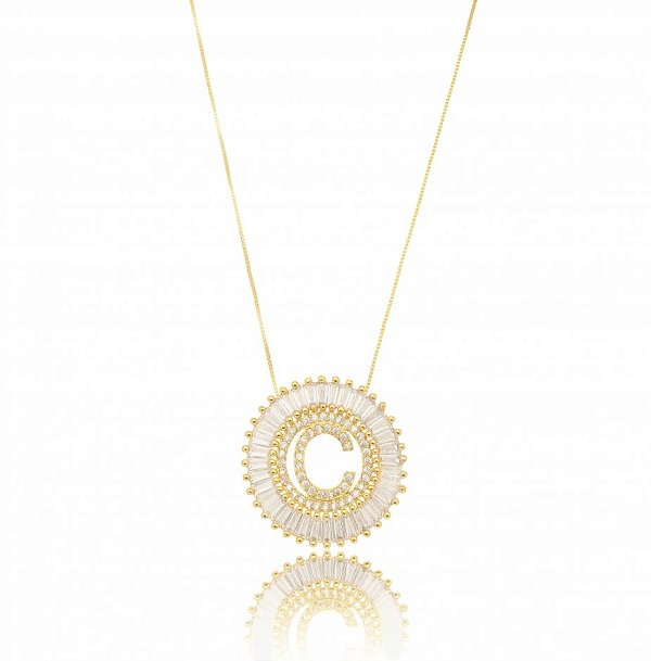 Colar Mandala Letra C Cristal