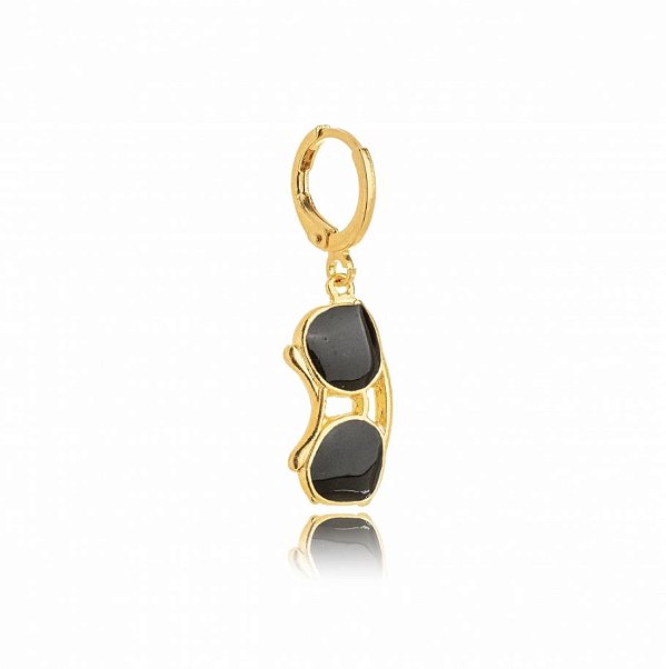 Pingente Óculos Esmaltado Color - Ouro Preto