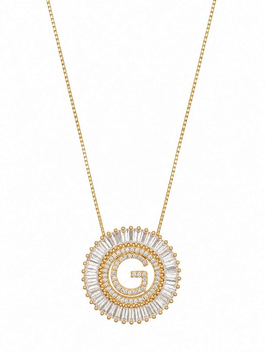 Colar Mandala Navete Letra G – Banho em Ouro Amarelo 18k