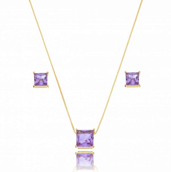 Conjunto Quadrado Cristal Ametista