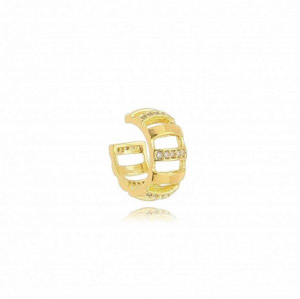 Piercing Unidade Vazado Cravejado - Ouro