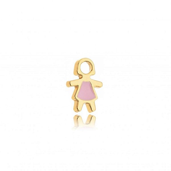 Pingente Menina Esmaltada Rosa Color
